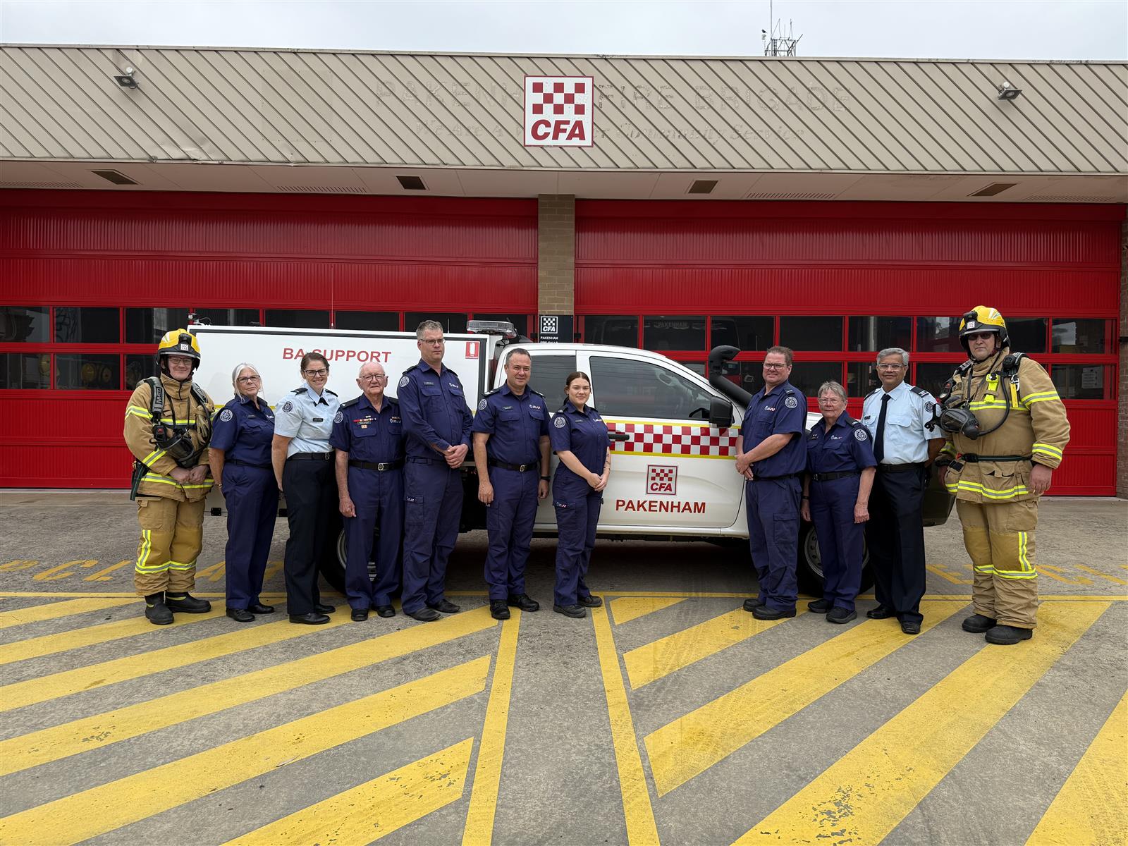 DCO Trevor Owen with Pakenham Fire Brigade members