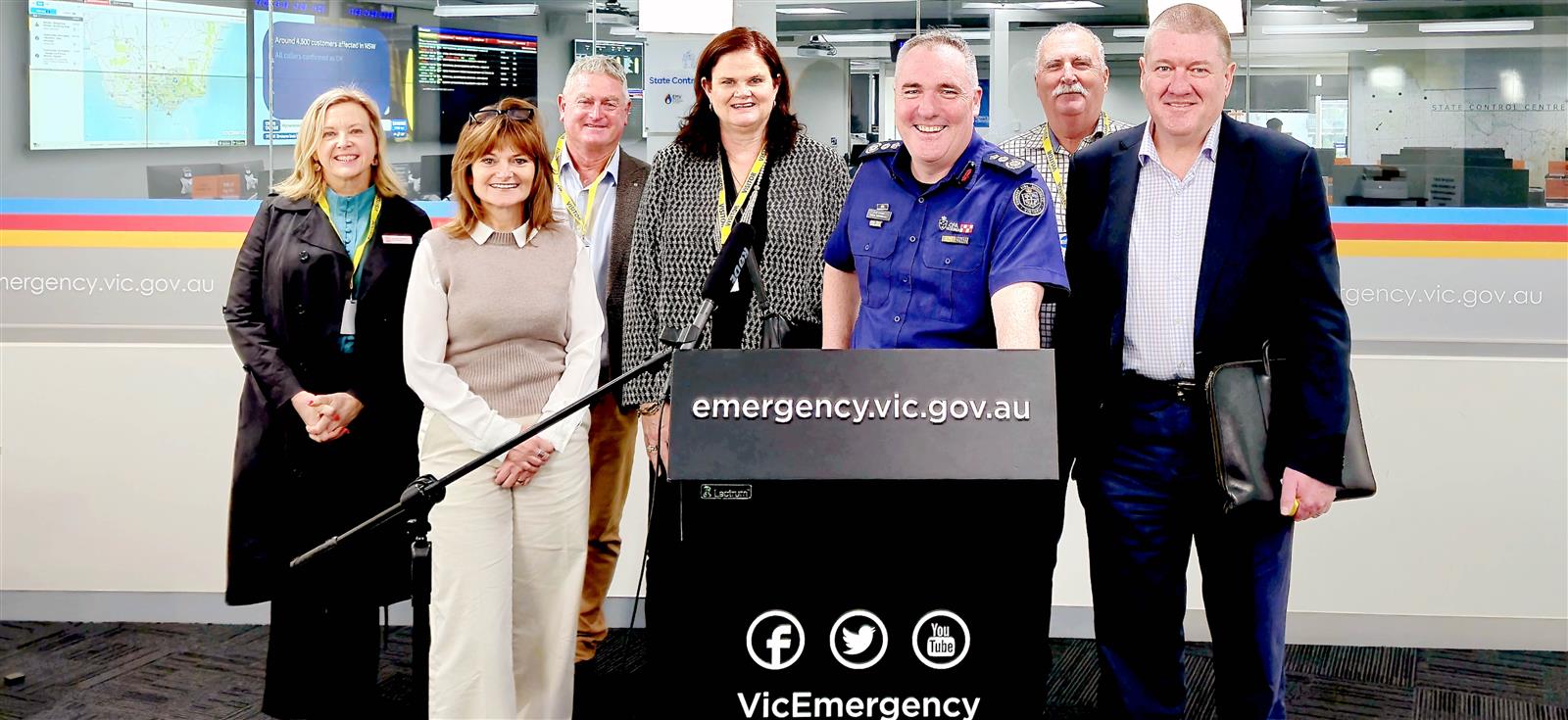 CFA Board members with Chief Officer Jason Heffernan at the State Control Centre (Absent: Pam White PSM, Dawn Hartog AFSM and Bryce Morden)