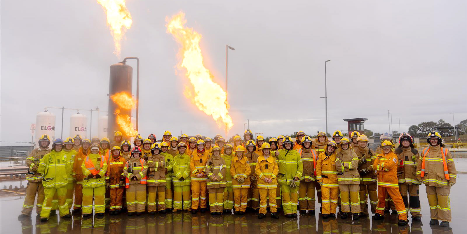 The Cadets line up in front of the Central Highlands Training Centre Gas Prop