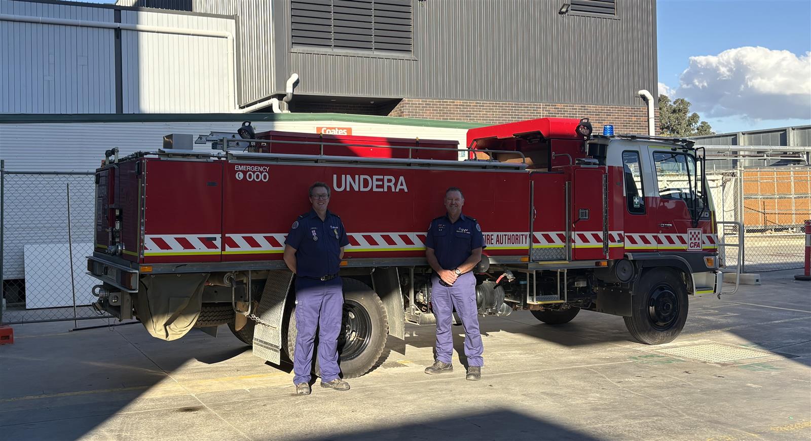 Tanker parked out the window of the hospital with Brandan Reilly and Dan Jones