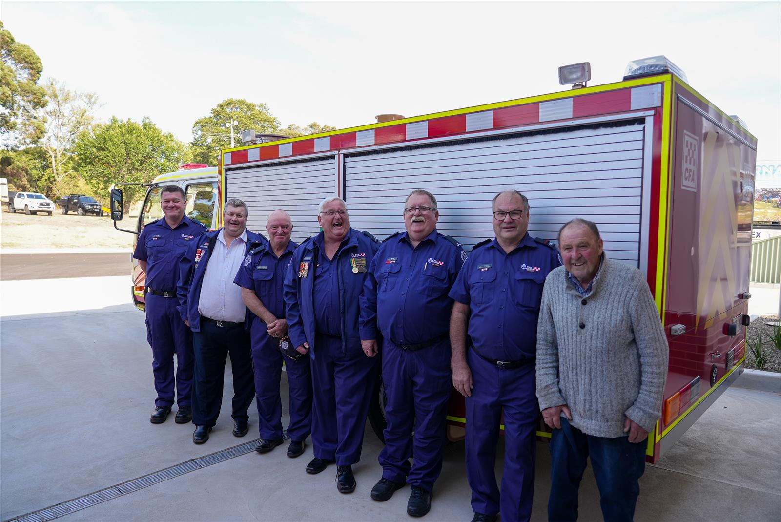 Some of the former Beaufort Fire Brigade Captains including Mike Cody, Colin Gerrard, Ron Brown, David Gerrard, Victor Denham, Jeff Torney and Neville Broadbent (from L to R)