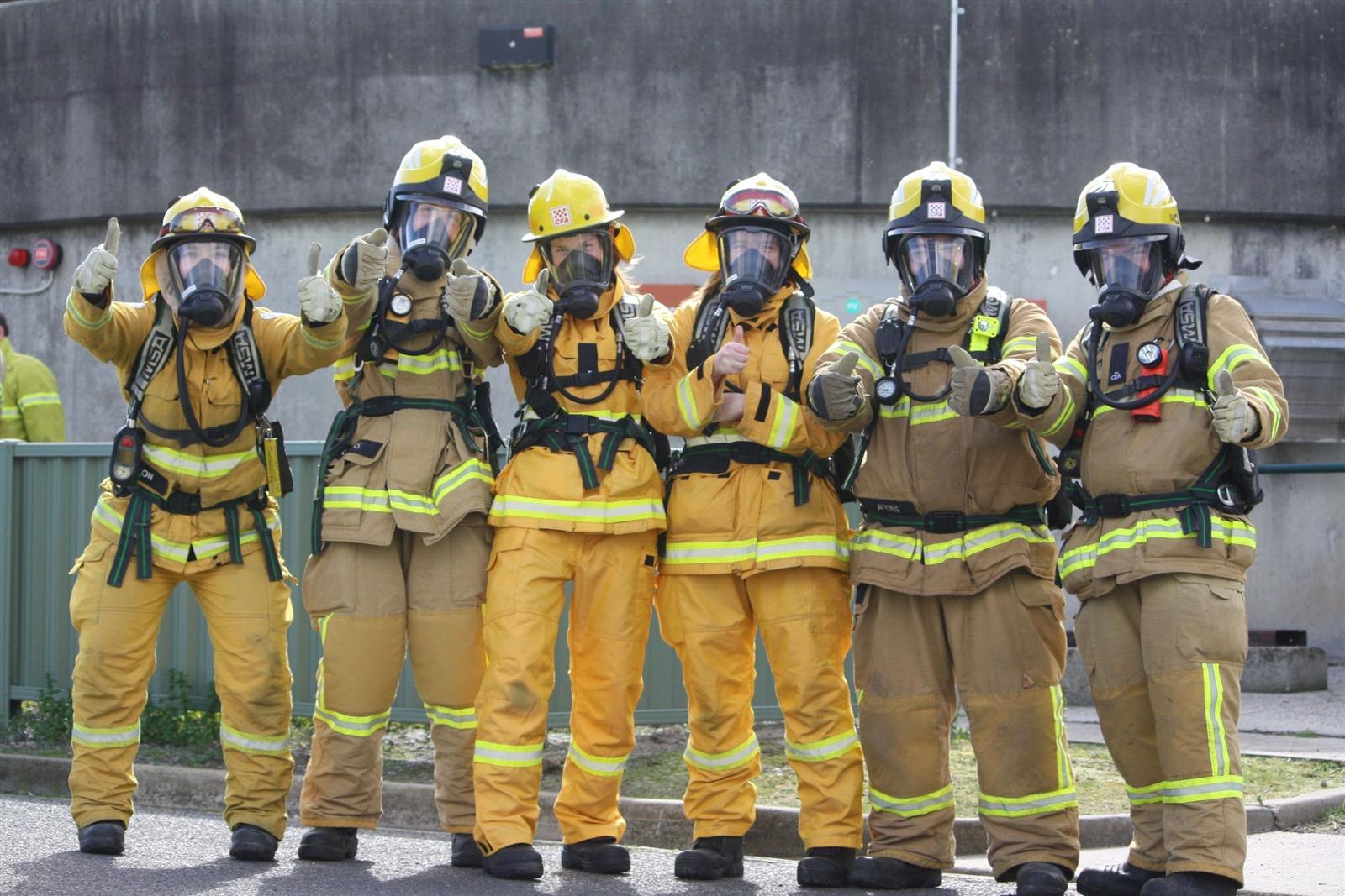 Members at Young Adult Skills day wearing breathing apparatus (BA)