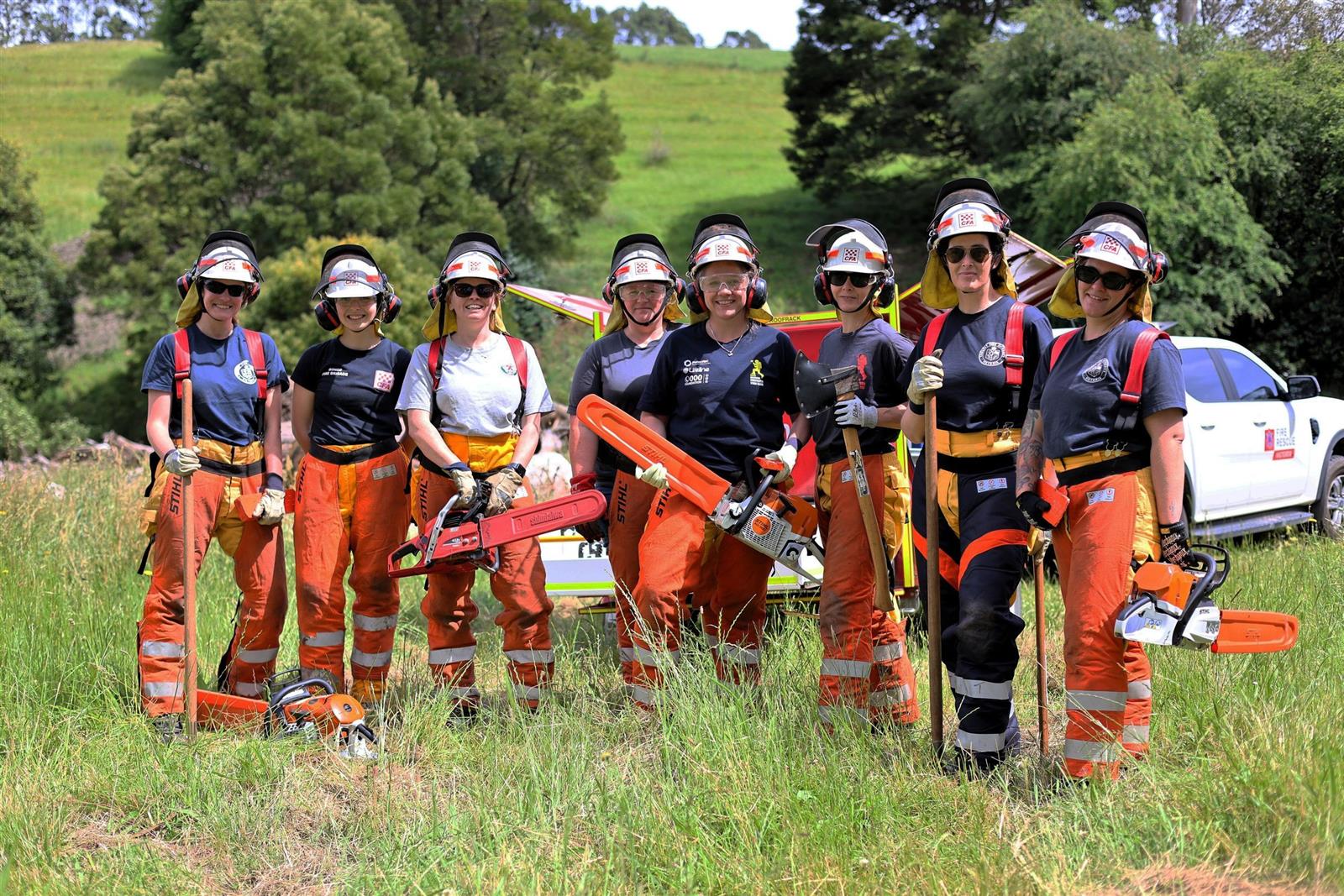 Members at a chainsaw course