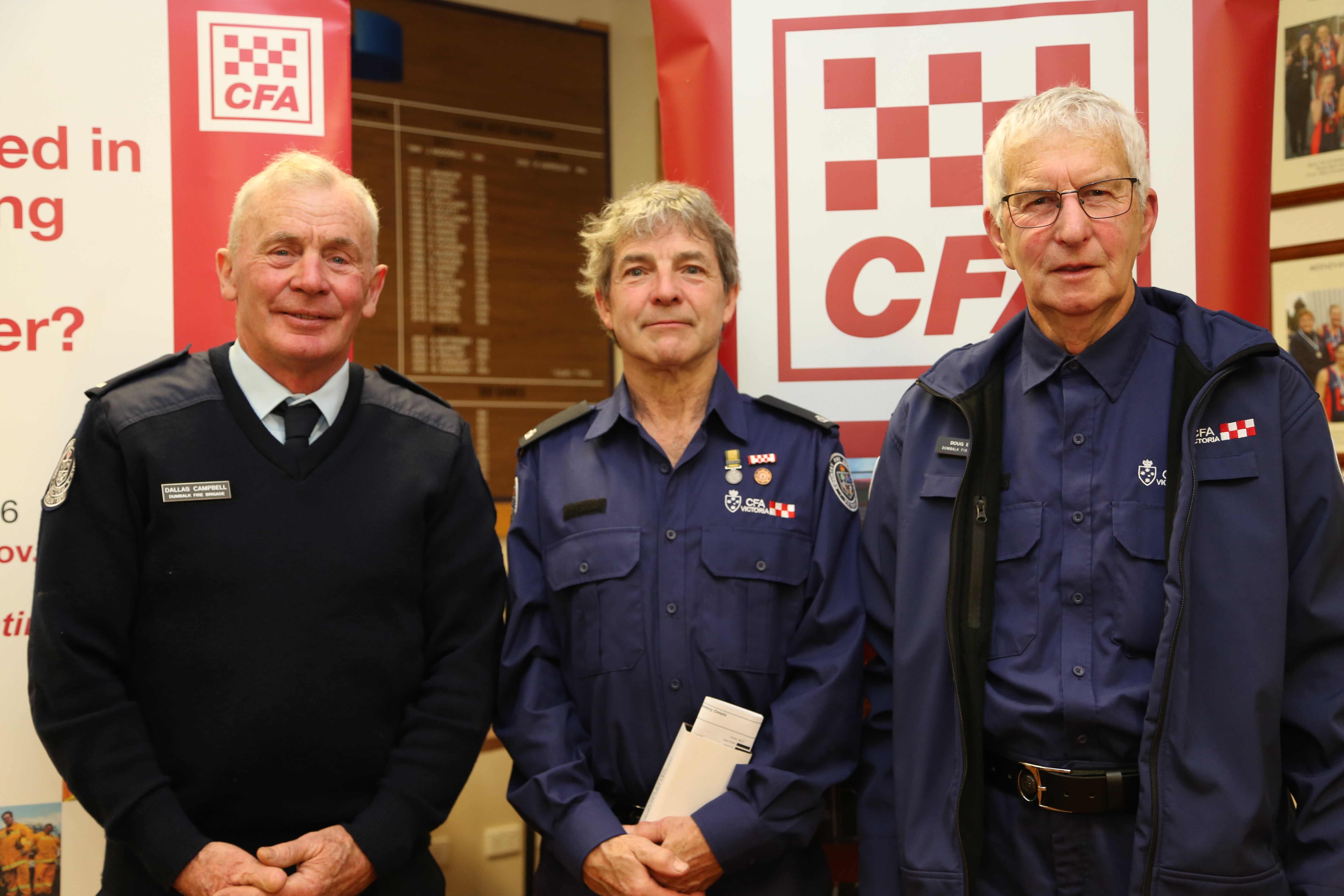 Dumbalk Service Medal awards were presented by Captain Dallas Campbell to Nick Hill and Doug Bovill.